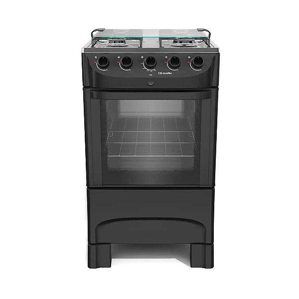 Fogão Mueller 4 bocas Preto MFI4BB, Acendimento Automático, Mesa Inox
