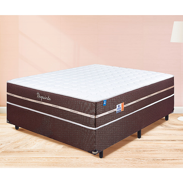Conjunto Cama Box Casal 138cm Requinte com Molas Ensacadas - Sonos