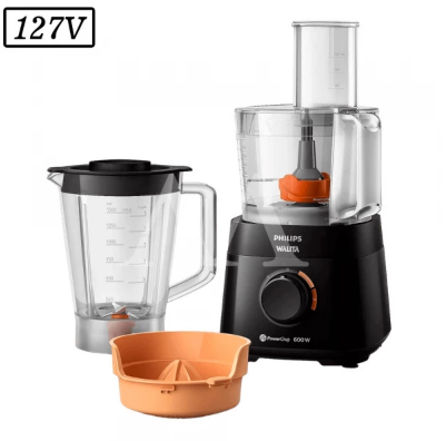 MULTIPROCESSADOR PHILIPS WALITA POWERCHOP 2 VEL 600W 127V PRETO