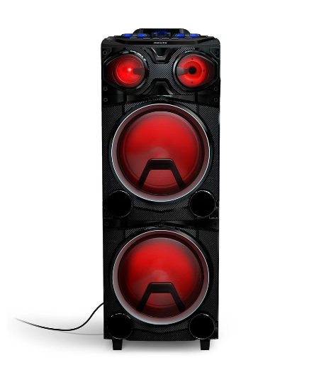 Caixa de Som Philips Party Speaker 2000W TAX3708 Bluetooth, Rádio FM, Efeito de Luzes
