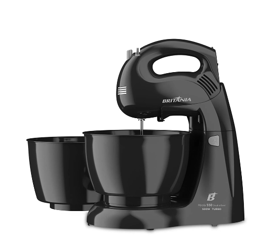 Batedeira Pérola 550 Double Bowl, 04 velocidades + Turbo e Potência 500W - Britânia