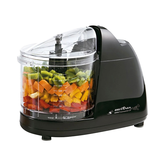 Mini Processador de Alimentos Britânia 2P 160W, Jarra 360ml