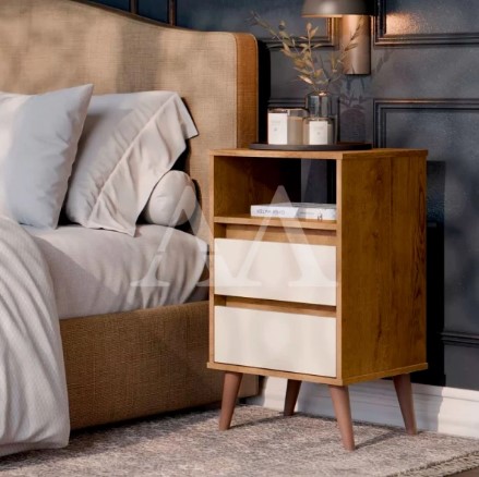 MESA DE CABECEIRA 2G EJ RETRO ROMA FREIJO/OFF WHITE