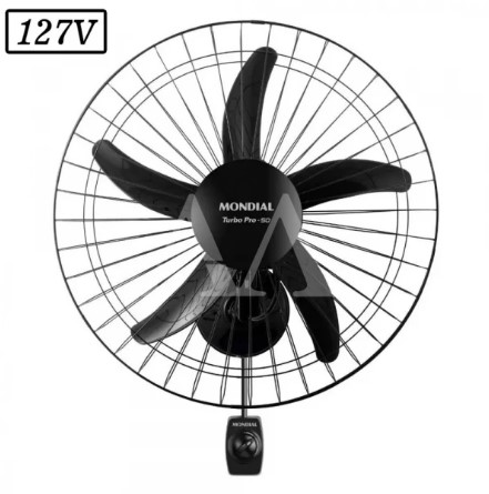 VENTILADOR MONDIAL NVP-PRO-50 PAREDE 50CM 5 PAS 3 VEL 127V PRETO