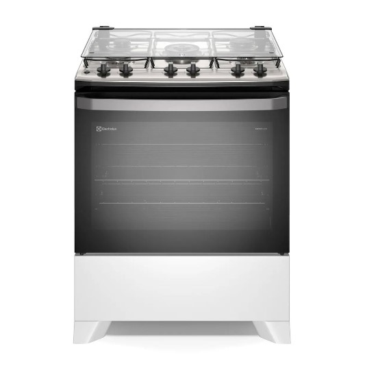 Fogão 5 Bocas Electrolux FE5IB Branco, Tripla Chama, Mesa Inox, PerfectCook e VaporBake, Bivolt