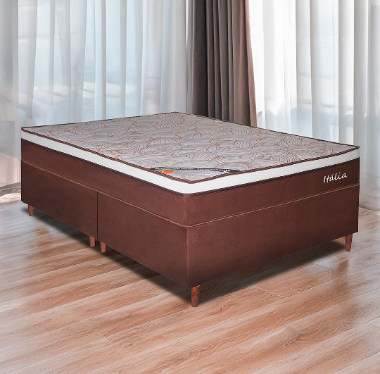 Conjunto Cama Box Queen Size Itália 158cm, com Molas ensacadas - Bom Pastor