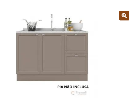 Balcão Unna De Pia 120cm Fumê – Poliman