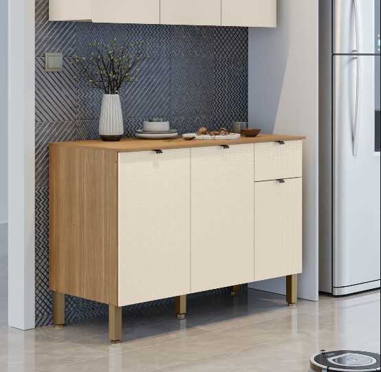 Balcão Vert Plus 100% MDF, 3 portas e 1 Gaveta | Kits Paraná