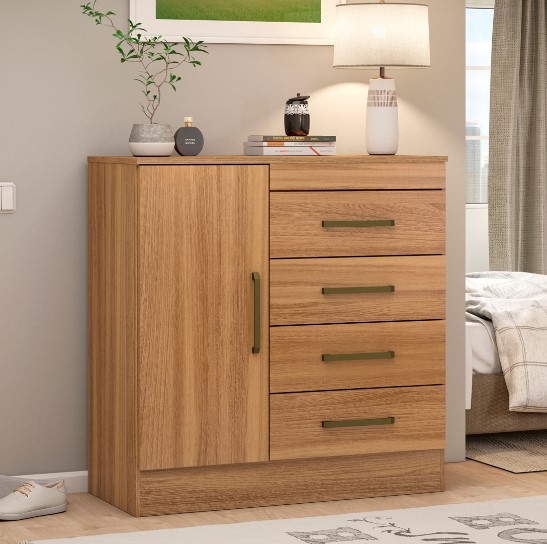 Cômoda Montevideu com 4 Gavetas e 1 Porta com prateleira interna | Demobile