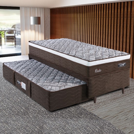 Conjunto Box Porto solteiro 88cm com cama auxiliar - Design Colchões