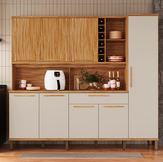 Cozinha Compacta 220 8 Portas 100% MDF Cecília | Rio Doce