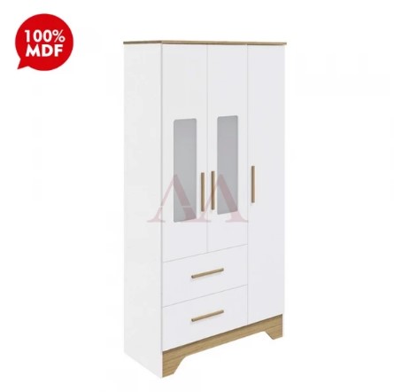 ROUPEIRO 3P. ABRIR 2G PEROBA POPY RETRO BRANCO BRILHO / CARVALHO