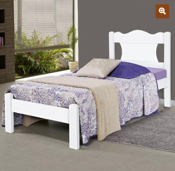 Cama Solteiro Munique 103x93x197 C or Branco GABRIELLI MÓVEIS
