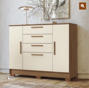 Cômoda Pinhais 2 Portas 4 Gavetas Cor Jatobá/areia