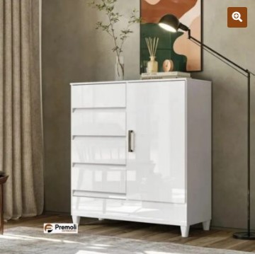 Cômoda Santos Andirá Fit 1.4 1 Porta Bater 4 Gavetas Branco