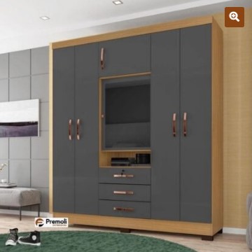 Guarda Roupa Casal Imperial Carvalho grafite – Incorplac