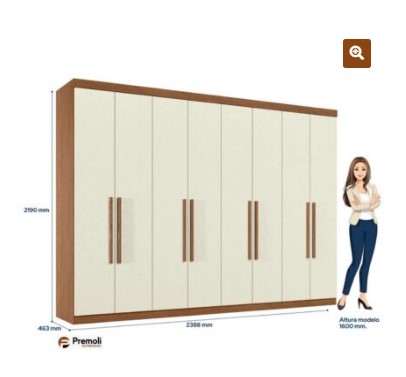 Guarda-Roupa Casal Master New Jatobá/Areia com 8 Portas e 4 Gavetas santos andira