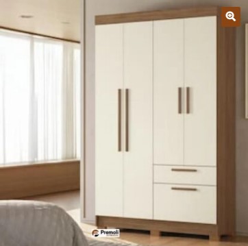 Guarda-Roupa Londrina C/ 4 Portas, 2 Gavetas Cor jatoba/areia
