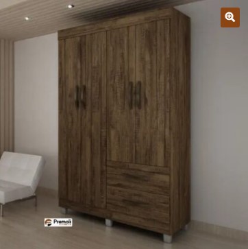 Guarda-Roupa Solteiro Paris 4 Portas 2 Gavetas Cor Imbuia – Chf – CHF Móvei