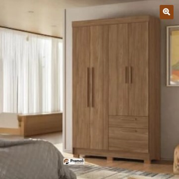 Guarda-Roupa Solteiro Santos Andirá Londrina com 4 Portas, 2 Gavetas Cor jatoba – 130cm de largura
