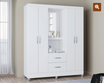 ROUPEIRO CÓRDOBA 4 PORTAS BRANCO BRILHO poquema