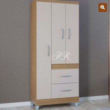 ROUPEIRO MILÃO 3 PORTAS 2 GAVETAS DAMASCO /OFF WHITE – Poquema