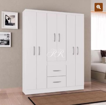 ROUPEIRO MILÃO 6 PORTAS BRANCO BRILHO Poquema