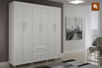 Roupeiro Paris 6 Portas Branco Largura: 164 Chf Moveis