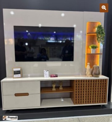 Home Brise Largura  2.07 Tv 70 polegadas cor off white/jequetiba lukaliam