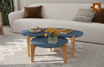 CONJUTO DE MESA DE CENTRO FLORIDA PÈS EM MADEIRAS COR AZUL/LORD/FREIJO