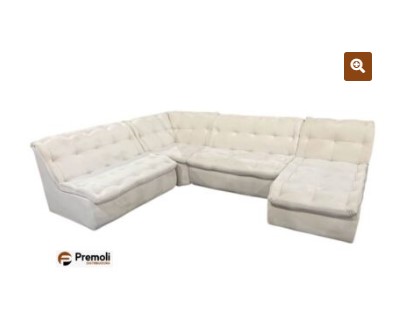 Sofá de Canto Vivace C/ Chaise Mola Bonnel Tecido Boucle 4 Peças Bege
