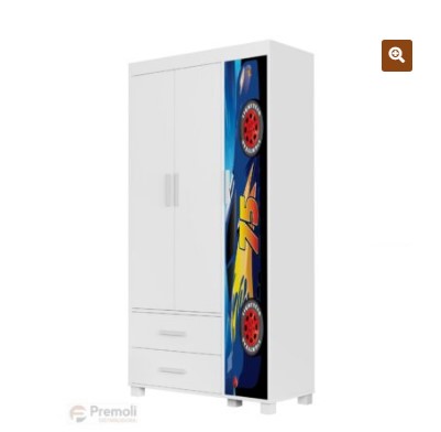 Roupeiro Livia 3 portas infantil carro meninos 100 % MDF Código 08 Pés de madeiras