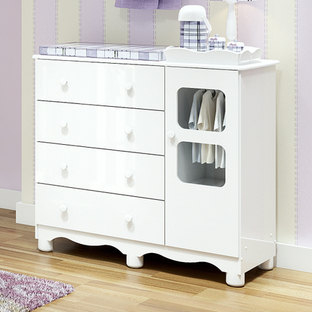 Cômoda Uli em MDF, 1 porta e 4 Gavetas com corrediças tele...