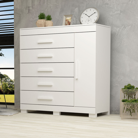 Cômoda Alissa, com Sapateira, 5 gavetas, estrutura em 100% ...