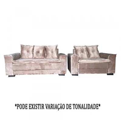 CJ ESTOFADO BOMFLEX 2/3 LUGARES HAITI BEGE VELUDO ASTECA 04