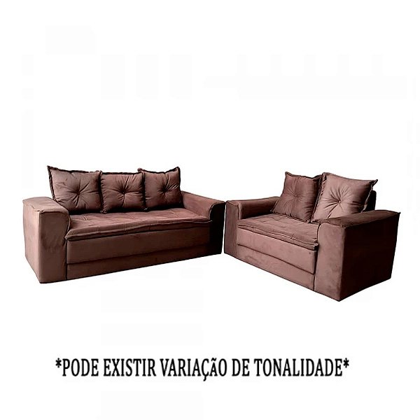 CJ ESTOFADO BOMFLEX 2/3 LUGARES HAITI CHOCOLATE VELUDO ASTECA 08