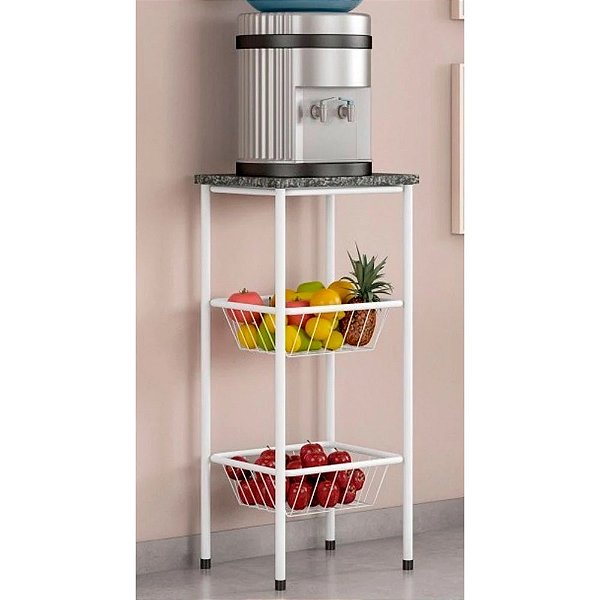 FRUTEIRA SERRA TUBOS 90CM C/GRANITO 2 CESTAS BRANCO