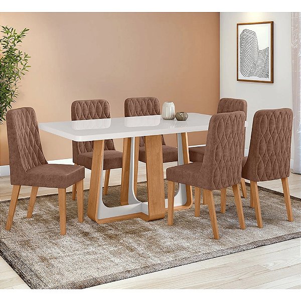 CJ MESA 6C LOPAS SINTONIA TAMPO MAXI CAD LUAR 170X90 C/VIDRO AVELA/AMENDOA CLEAN/OFF WHITE