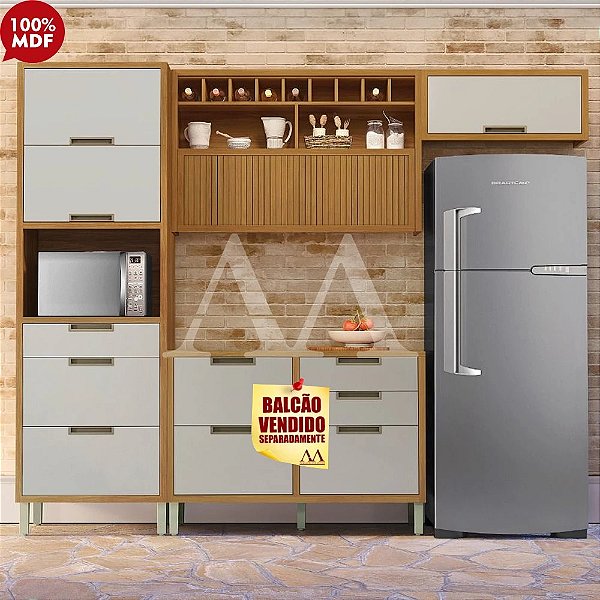 COZINHA NESHER IMPERATRIZ COMPACTA FREIJO/OFF WHITE 500784