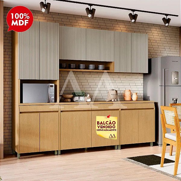 COZINHA NESHER SIMONE MENDES COMPACTA CARVALHO/GREIGE 500986