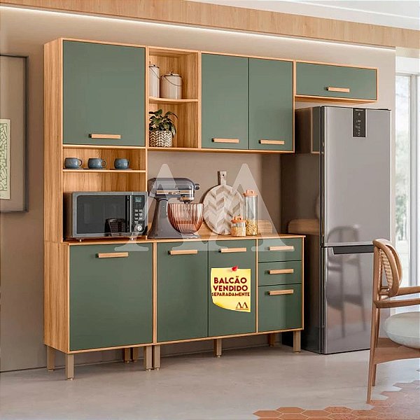 COZINHA NICIOLI COMPACTA MARIA FLOR FREIJO / VERDE