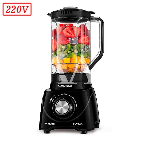 LIQUIDIFICADOR MONDIAL L-98-B 2 VEL 220V PRETO