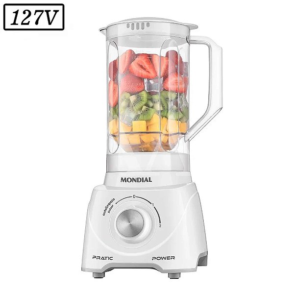 LIQUIDIFICADOR MONDIAL PRATIC POWER L-97-W 2 VEL 127V BRANCO