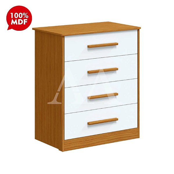 GAVETEIRO 4G PEROBA CHARLO BRANCO BRILHO/AMENDOA