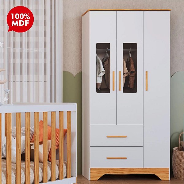 ROUPEIRO 3P. ABRIR 2G PEROBA POPY RETRO BRANCO BRILHO/AMENDOA