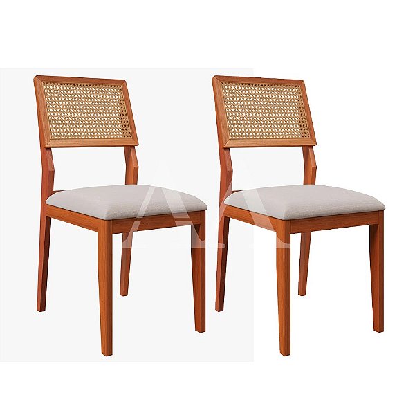 CJ 02 CADEIRAS AGN LARISSA TELA MADEIRA/LINHO