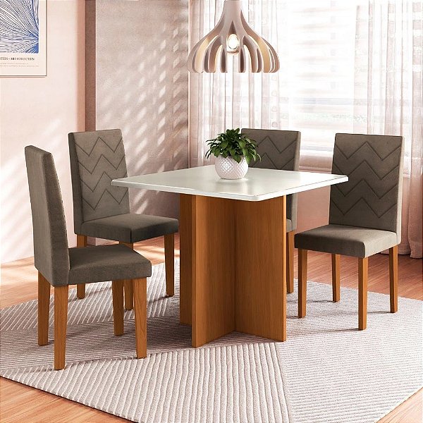 CJ MESA 4C INDEKES SANTIAGO 90X90 TAMPO VALDIVIA C/VDO CAD. AGATA FREIJO/OFF/CACAU