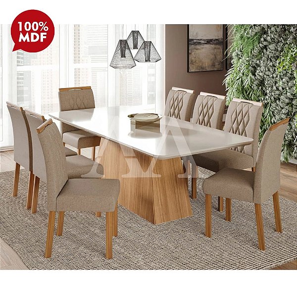 CJ MESA 8C CIMOL HELENA RETANGULAR 210X100 NATURE/OFF WHITE/LINHO BEGE