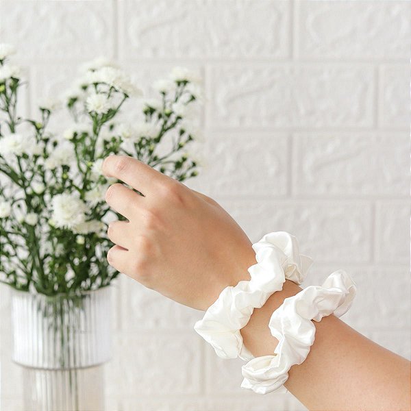 Kit 2 Scrunchies 100% Seda Pura