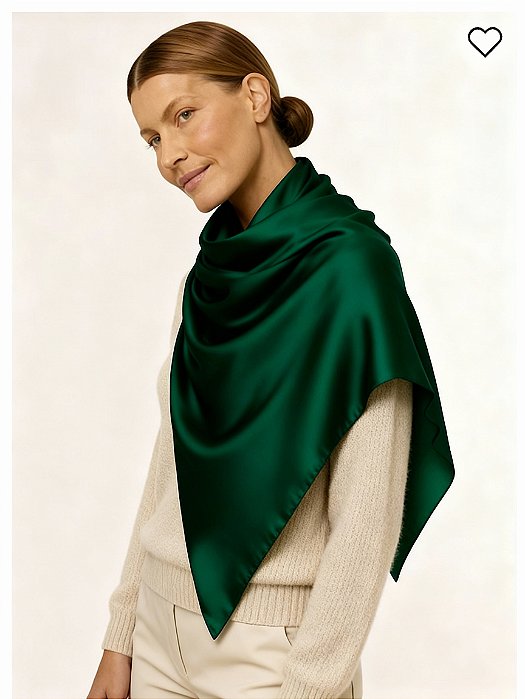 Echarpe de Seda 100% Pura – Vert Forêt